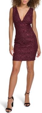 Siena Floral Jacquard Plunge Neck Minidress