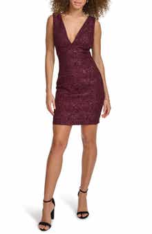 Siena Floral Jacquard Plunge Neck Minidress