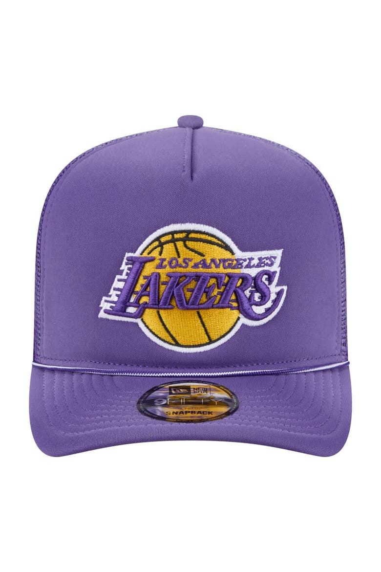 Men's New Era Purple Los Angeles Lakers Faded Foam Front 9FIFTY A-Frame Adjustable Trucker Hat, Alternate, color, Purple