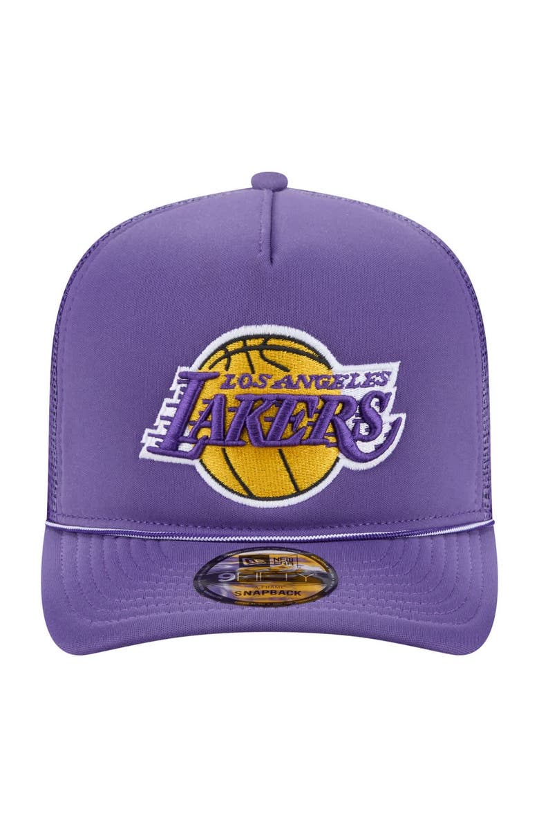 New Era Men's New Era Purple Los Angeles Lakers Faded Foam Front 9FIFTY A-Frame Adjustable Trucker Hat, Alternate, color, Purple