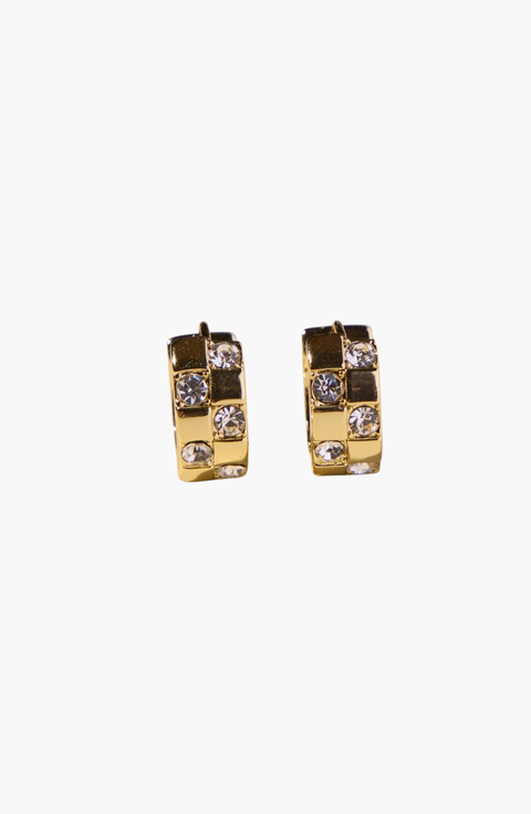 Pavé Checkered Huggies