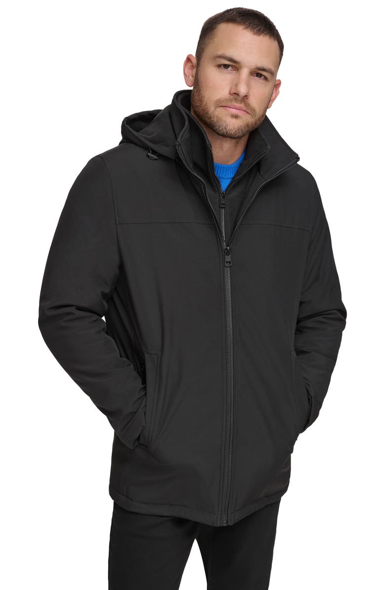 Calvin Klein Hooded Bib Jacket, Alternate, color, Black