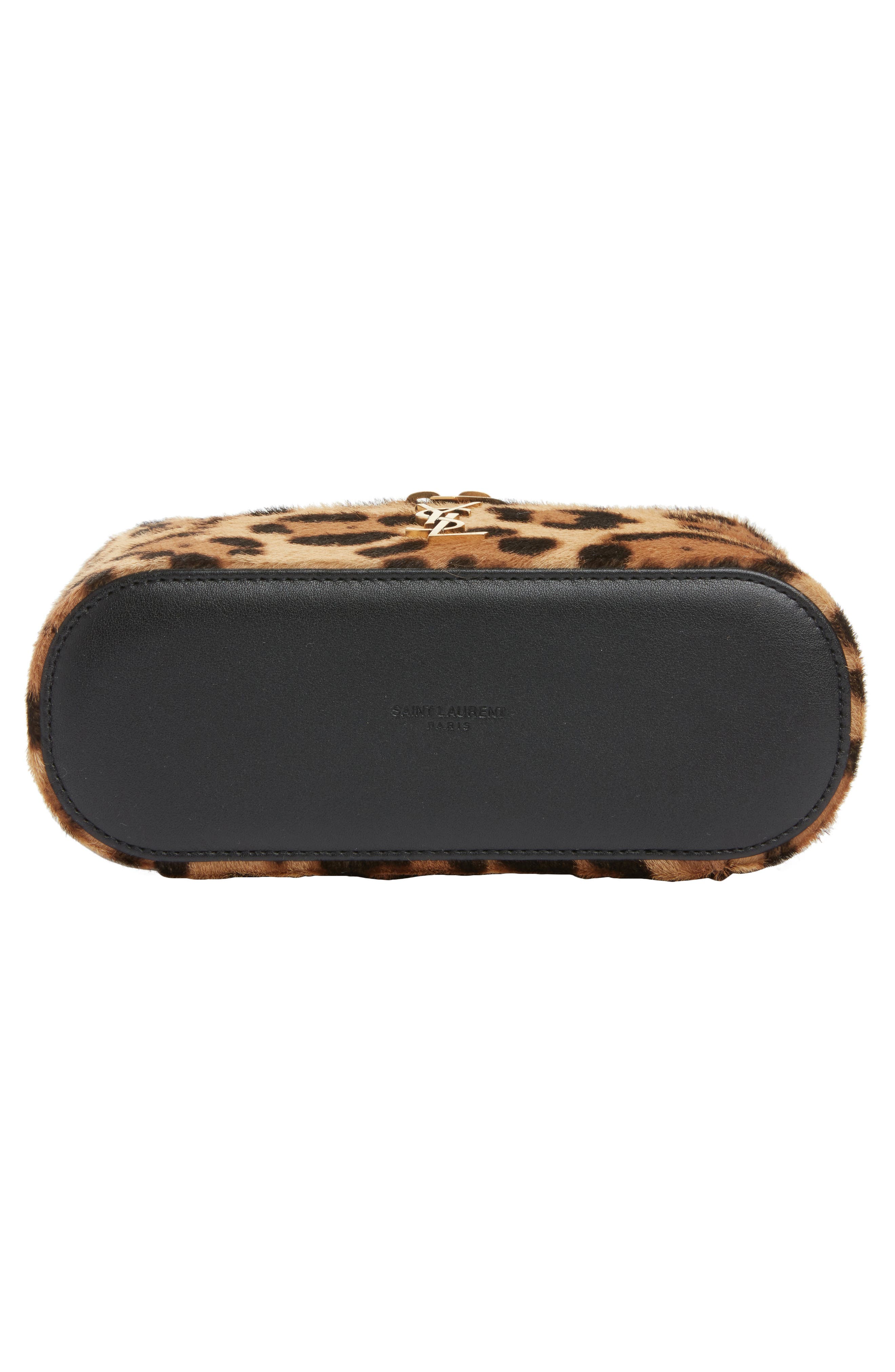 Saint Laurent Gaby Leopard Print Genuine Calf Hair Vanity Bag, Alternate, color, Brown/ Noir
