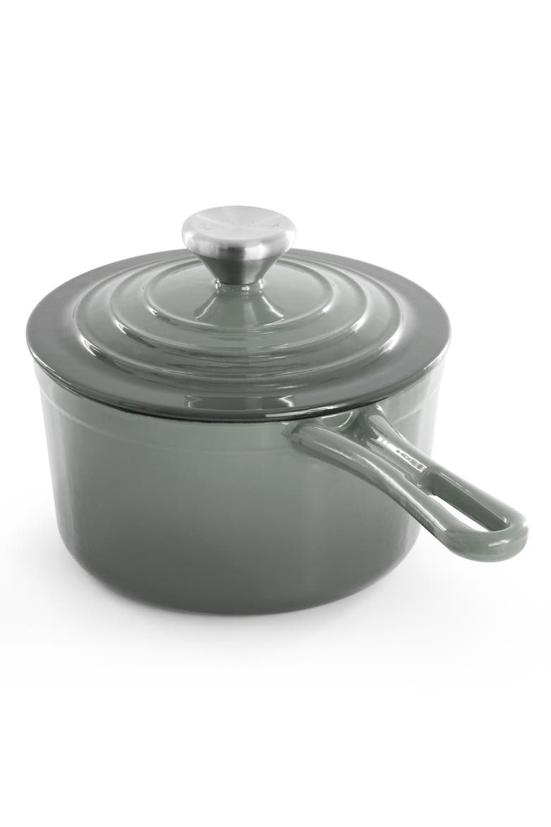 2 Quart Enameled Cast Iron Sauce Pan, Alternate, color, Gray