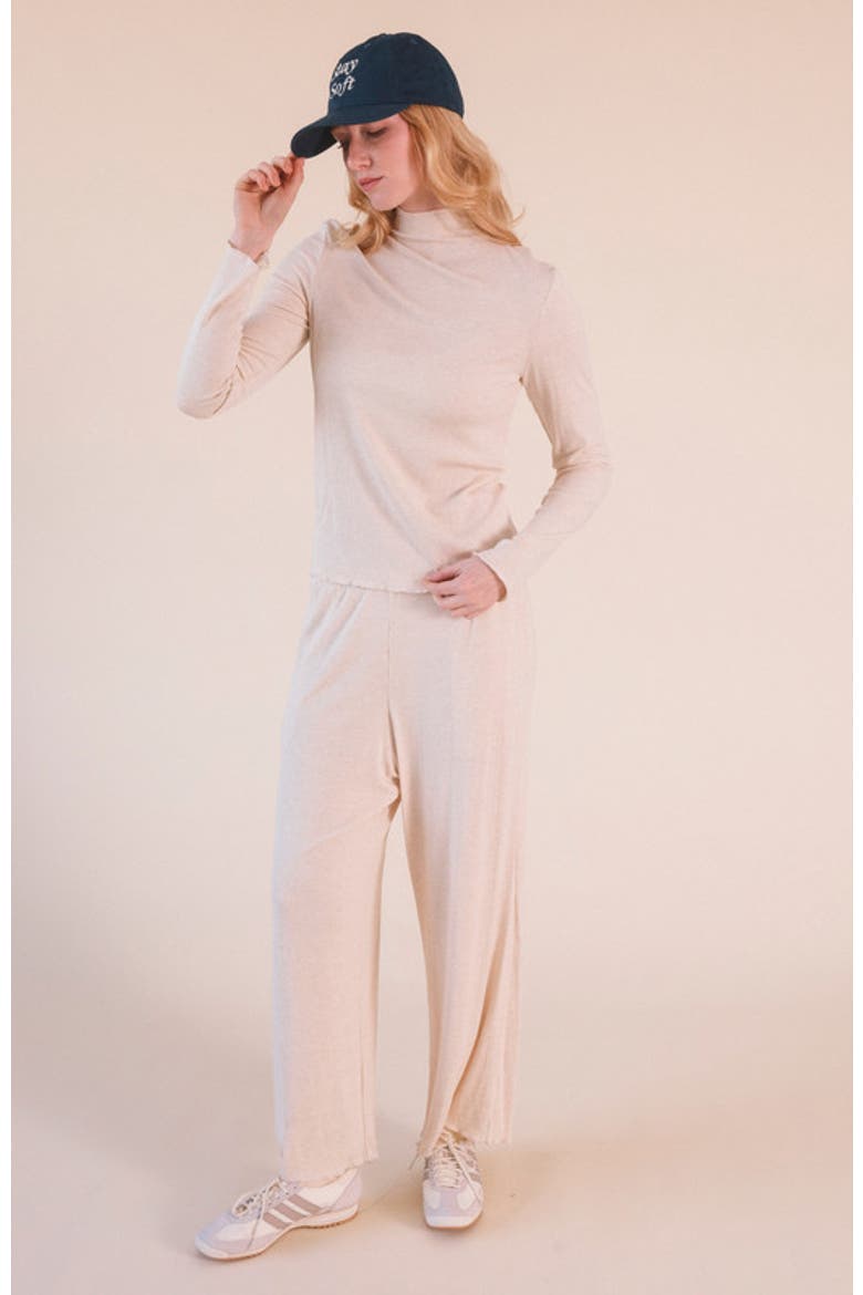 Hedy Plus Ribbed Modal Lounge Pant, Alternate, color, Heather Almond