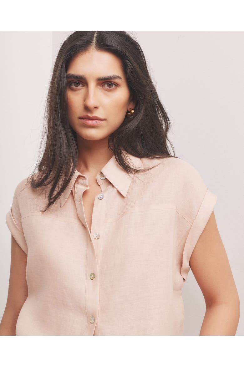Linen Blend Panel Shirt, Alternate, color, Light Pink