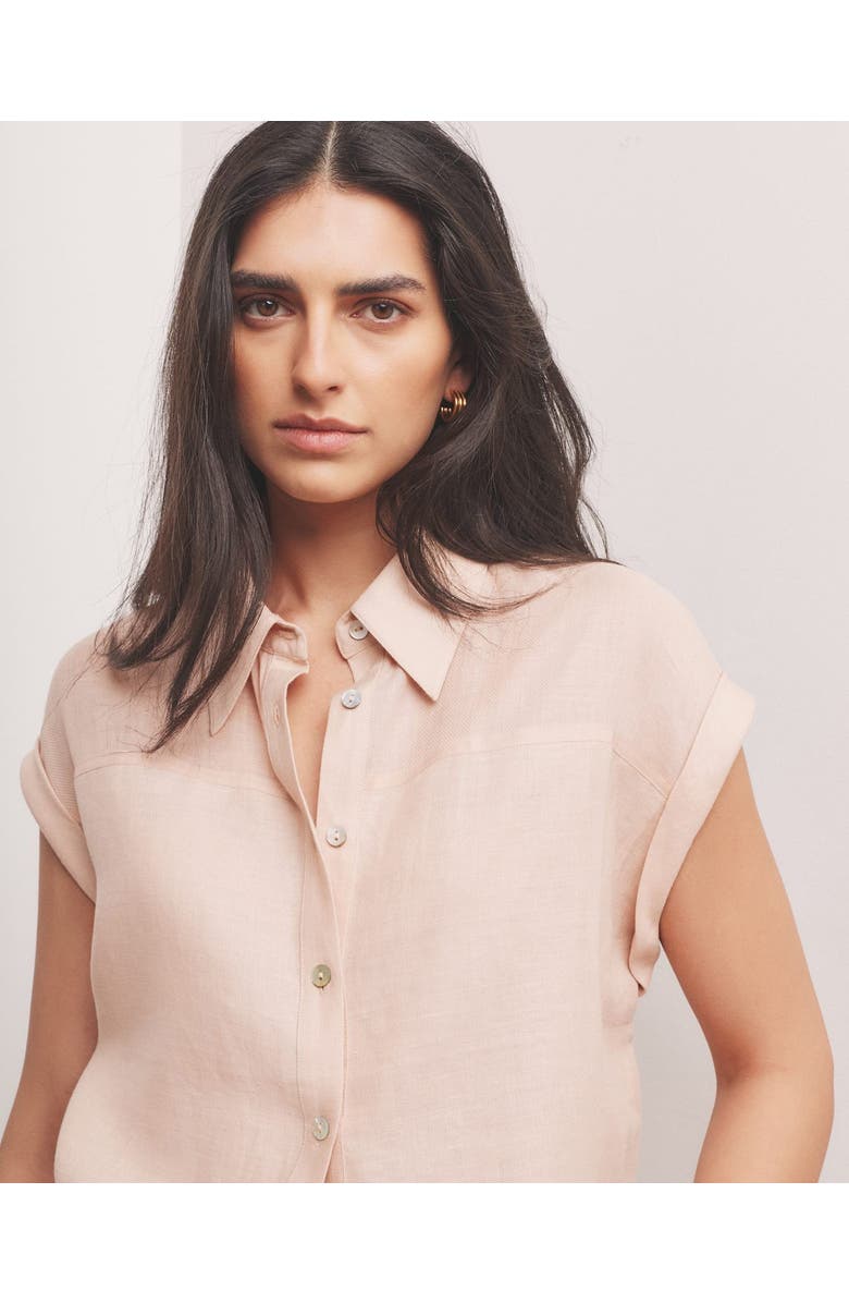 MINT VELVET Linen Blend Panel Shirt, Alternate, color, Light Pink
