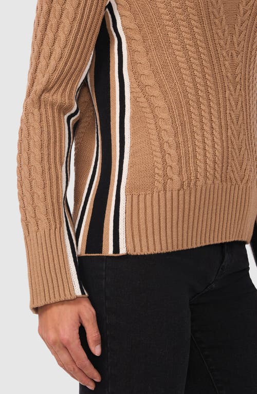 Halogenr Halogen(r) Mixed Cable Mock Neck Sweater In Brown