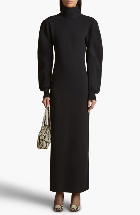 Storm Long Sleeve Merino Wool Blend Turtleneck Sweater Dress