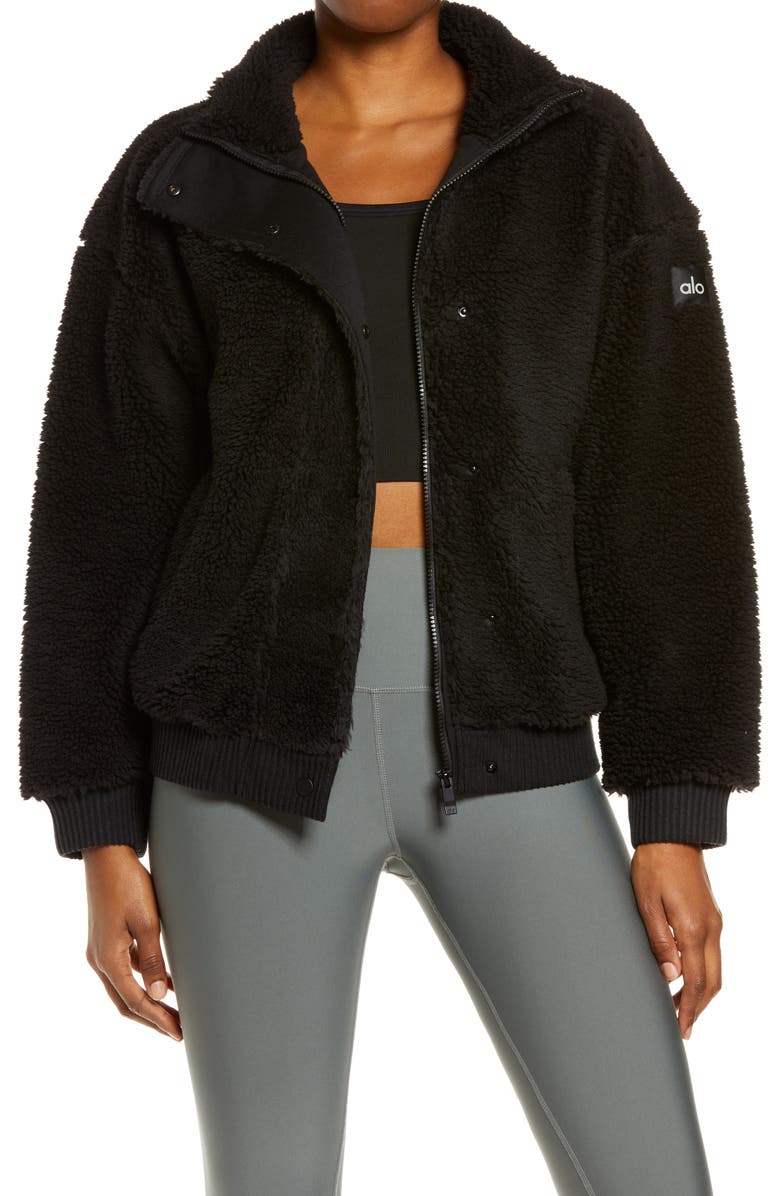 Alo High Pile Fleece Varsity Jacket, Main, color,