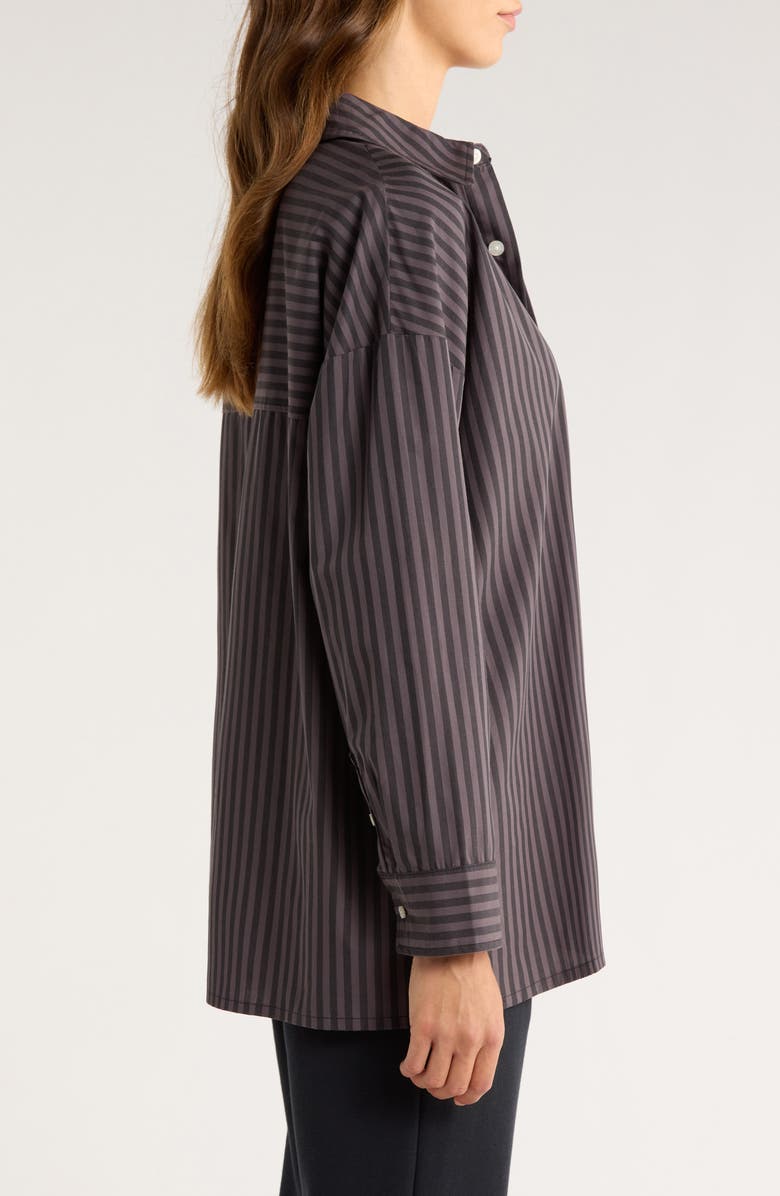 Nike Sportswear Stripe Button-Up Shirt, Alternate, color, Black/ Thunder Grey/ Black