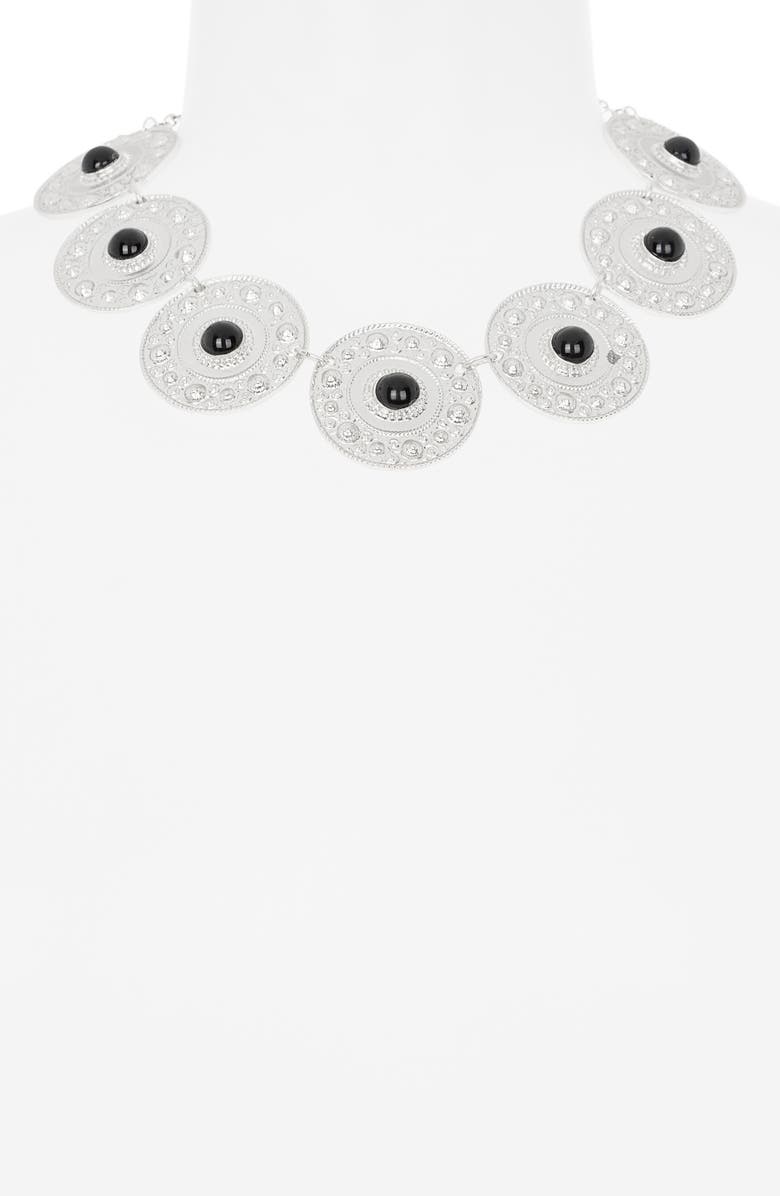 Karine Sultan Baroque Coin Statement Necklace, Alternate, color, Silver