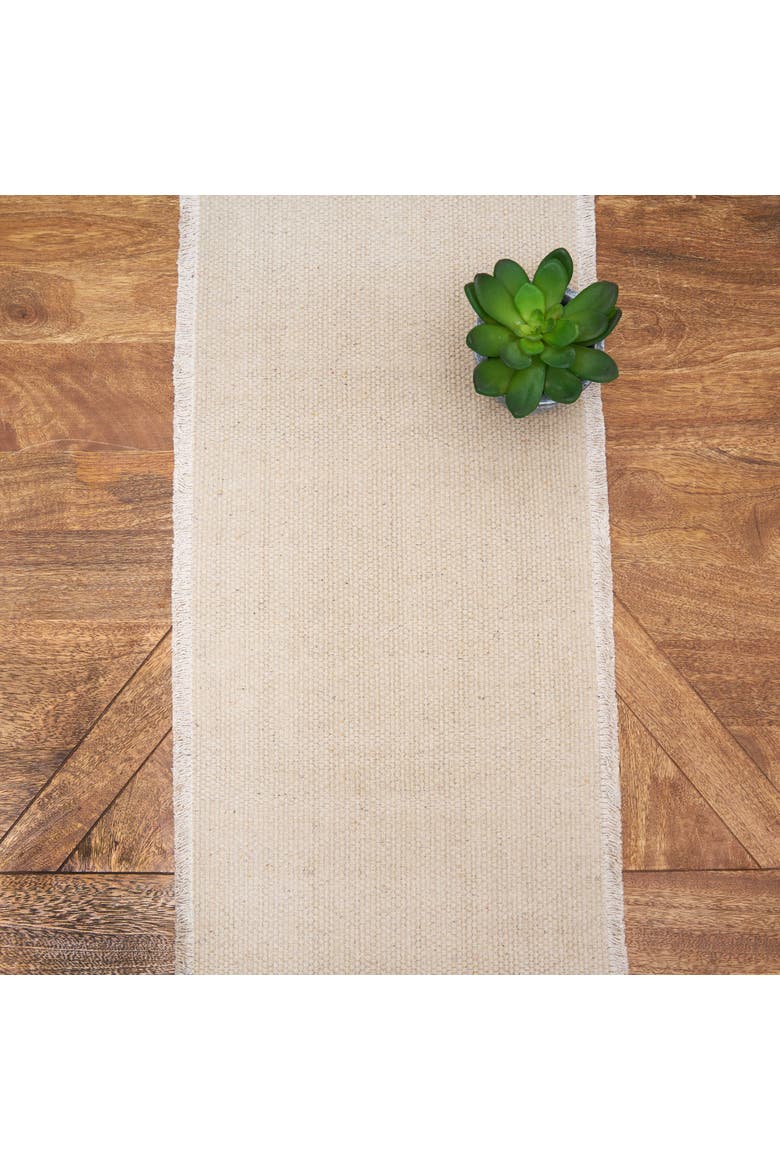 Fringed Sand Table Runner 14" x 72", Alternate, color, Beige