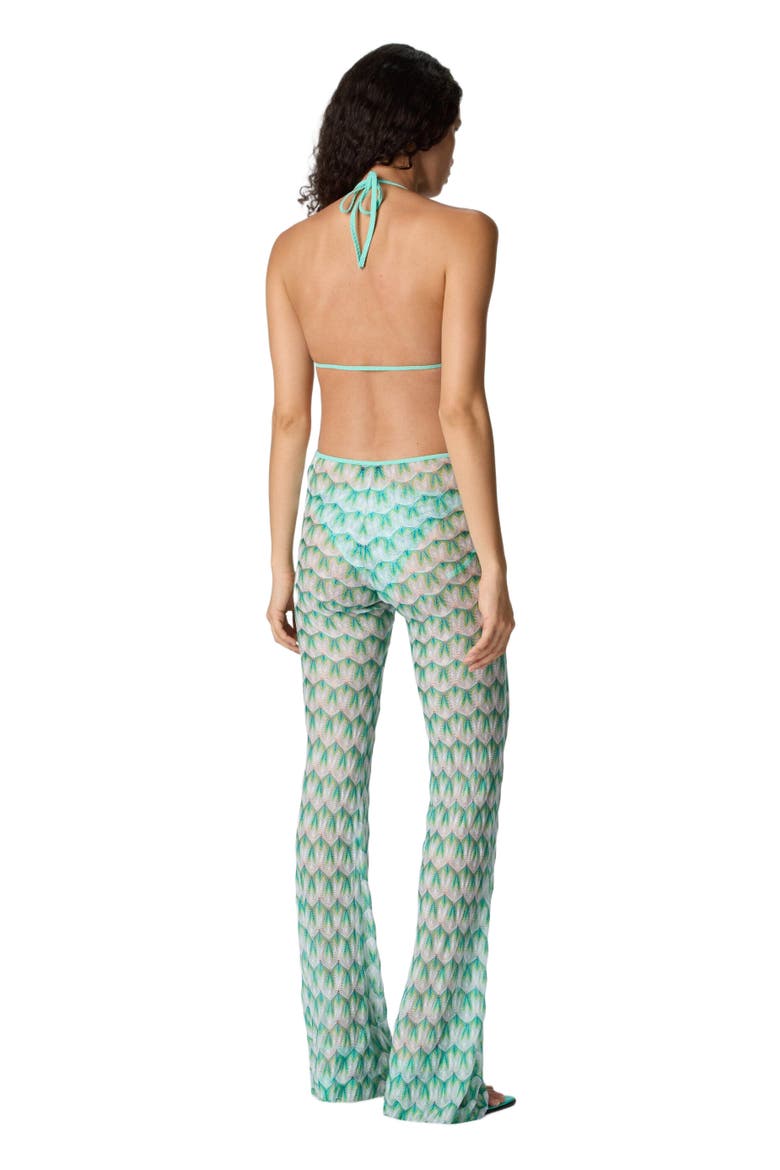 Flared Trousers In Floral-pattern Viscose, Alternate, color, Green Multi