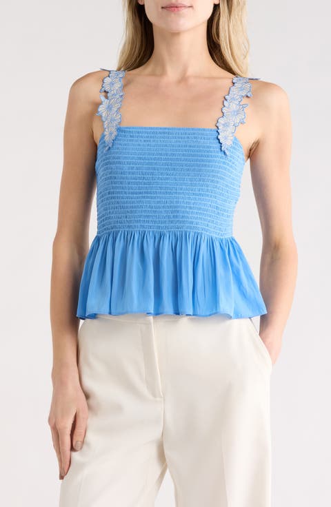 Giulia Floral Strap Smocked Top