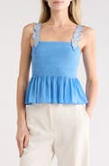 Ramy Brook Giulia Floral Strap Smocked Top