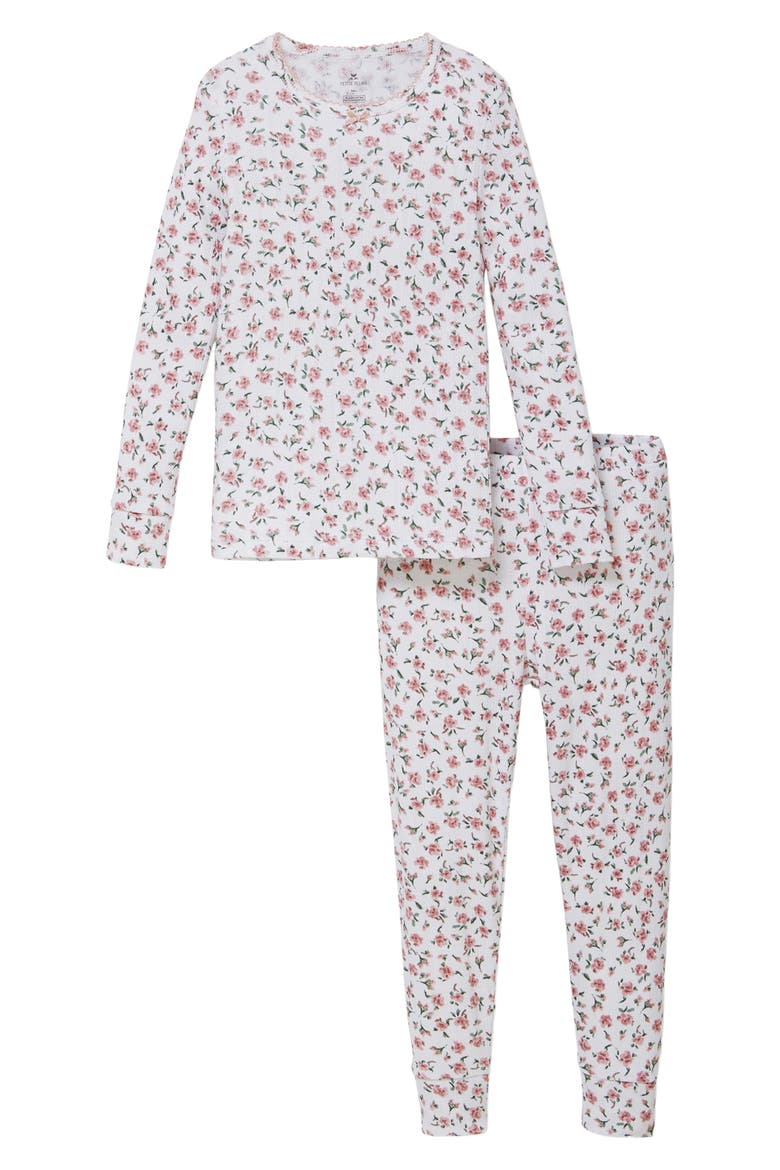 Pink Floral Pointelle Fitted Two-Piece Pajama Set, Main, color, PINK