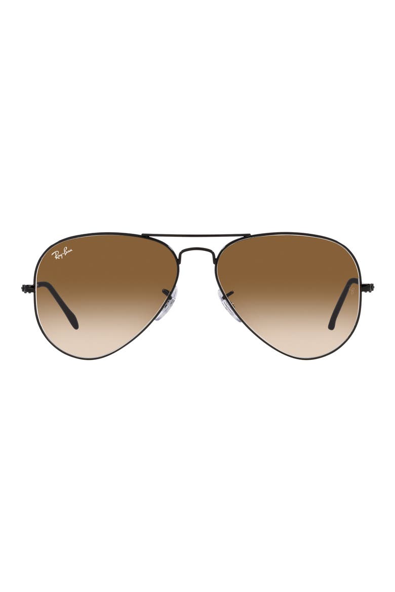 Small Original 55mm Aviator Sunglasses, Main, color, BLACK