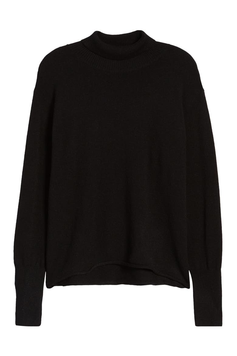 Mock Neck Sweater, Alternate, color, BLACK