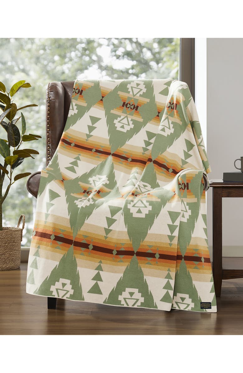 Pendleton Siskiyou Geo Print Throw Blanket, Alternate, color, Sage