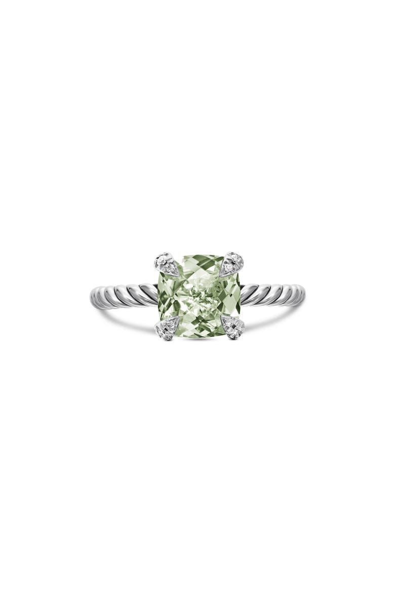 Chatelaine® Ring with Semiprecious Stone & Diamonds, Main, color, PRASIOLITE