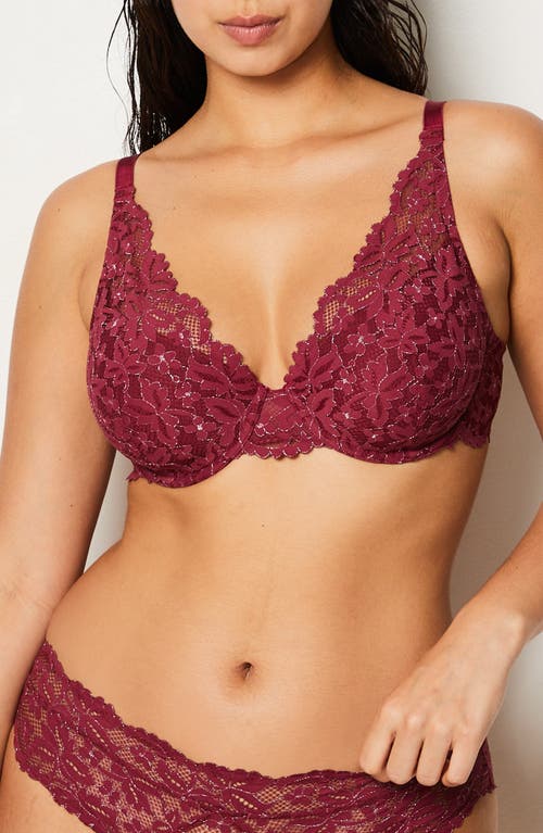 Etam Legen 6 Lace Underwire Bra In Burgundy/copper