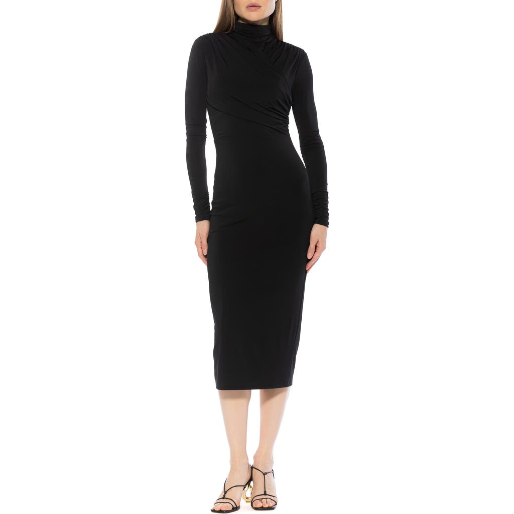 Alexia Admor Elio Draped Bodice Midi Sheath Dress In Black