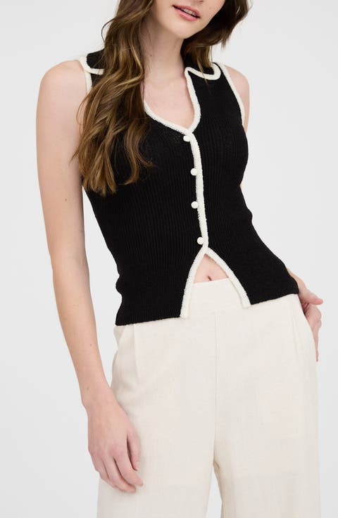 Johnny Collar Button Front Knit Tank Top