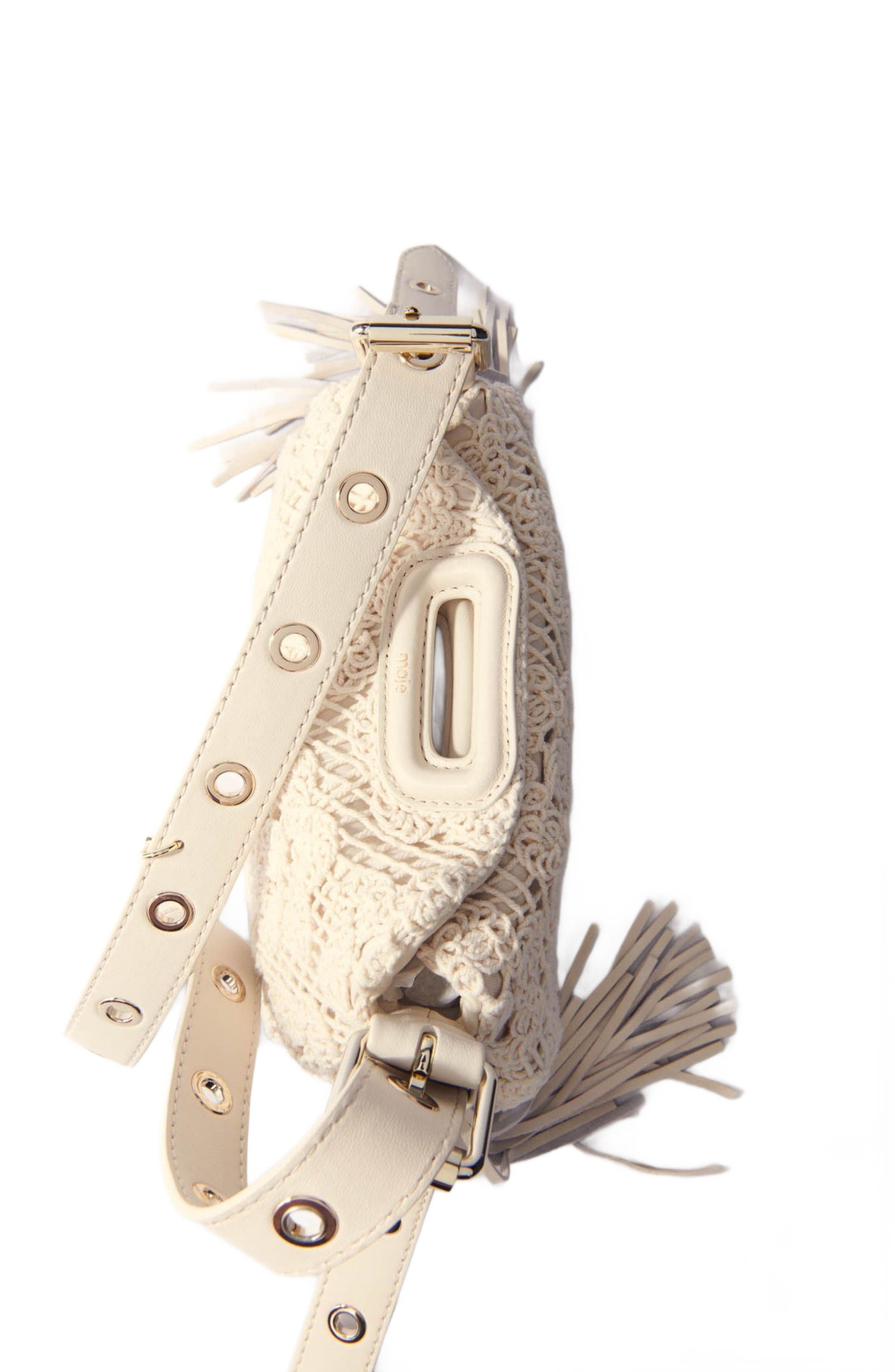 maje Crochet-knit mini Miss M bag, Alternate, color, 