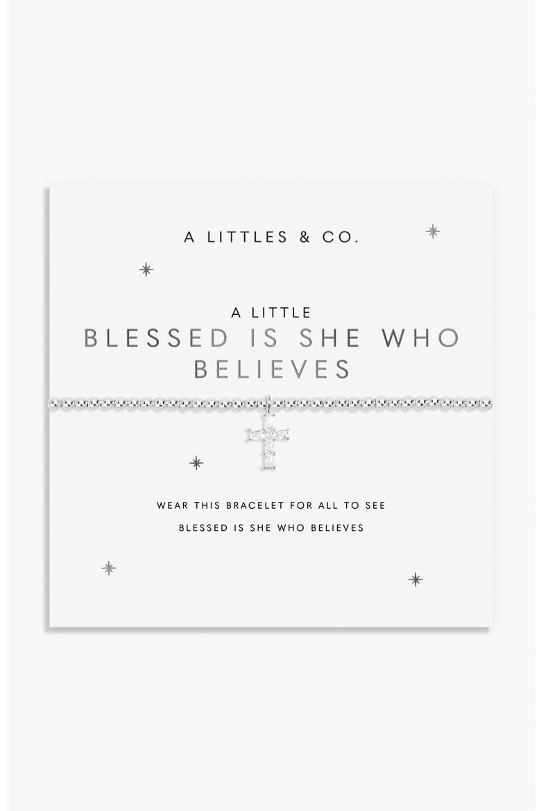 A Little 'Blessed Is She Who Believes' Bracelet, Main, color, Silver Plated