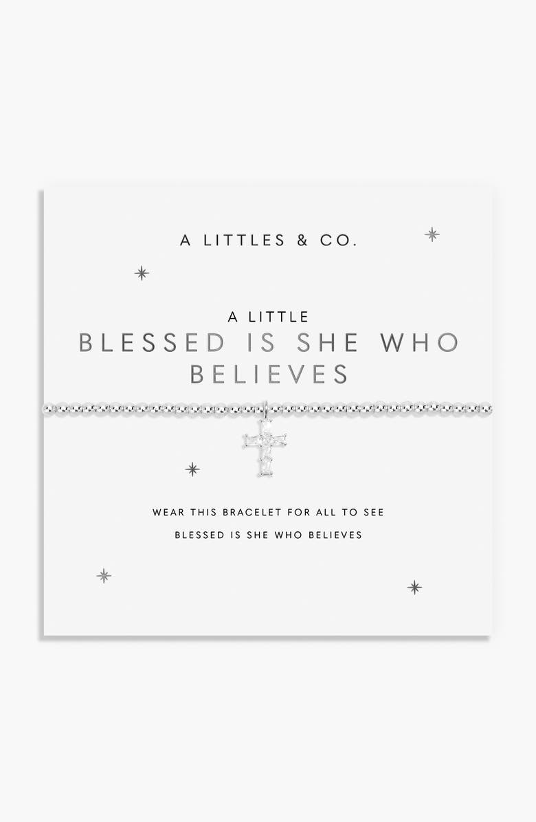 A Littles & Co A Little 'Blessed Is She Who Believes' Bracelet, Main, color, Silver Plated