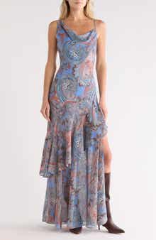 L'AGENCE Viola Asymmetric Tiered Silk Gown