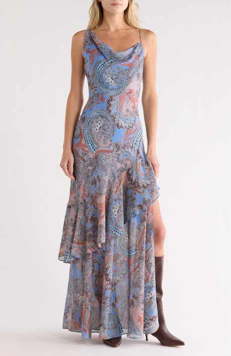 L'AGENCE Viola Asymmetric Tiered Silk Gown