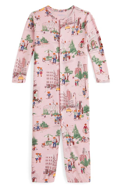 Ralph Lauren Nyc School Bear Print Romper In Multi