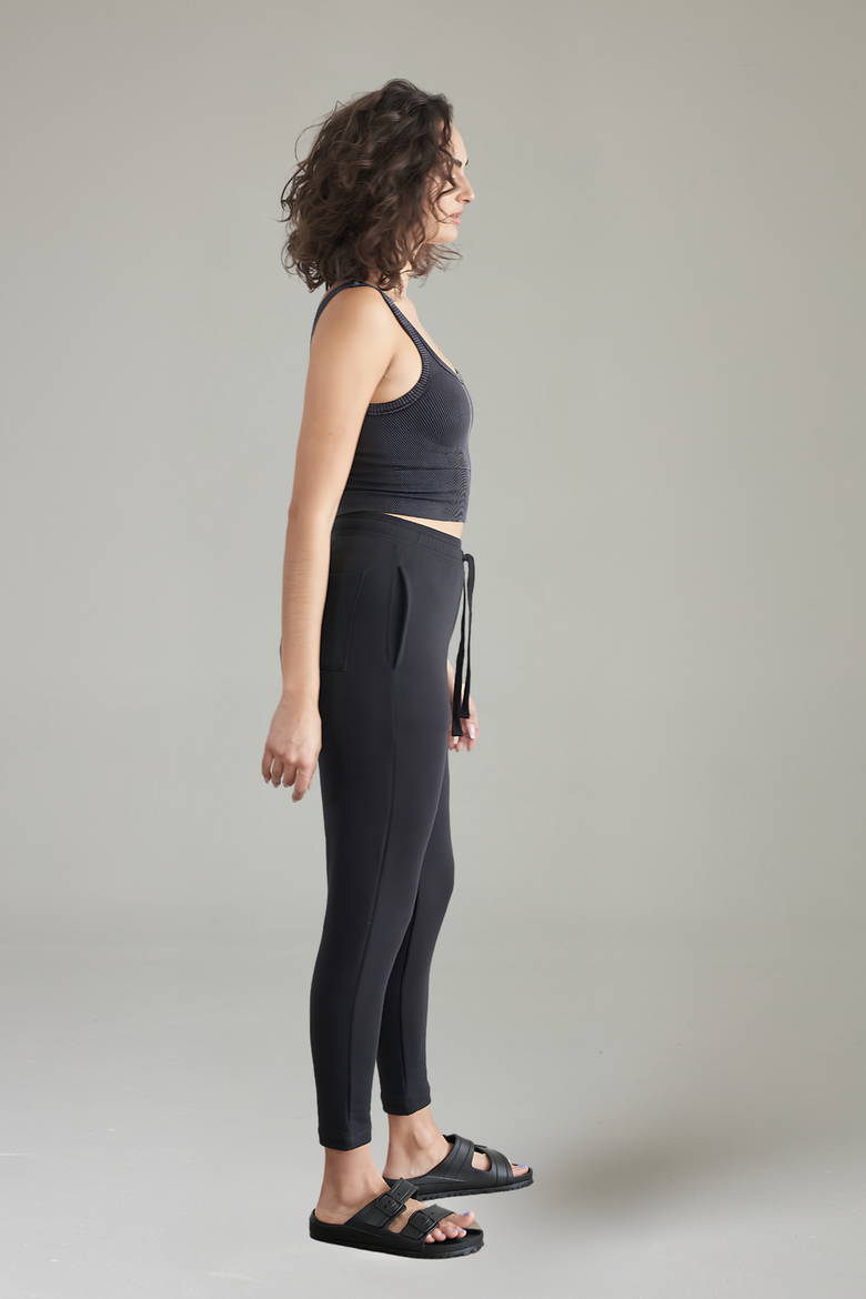 Serengeti Eco-Luxe Fleece Slim Pant - Cloud-Soft Comfort, Alternate, color, Coal Black