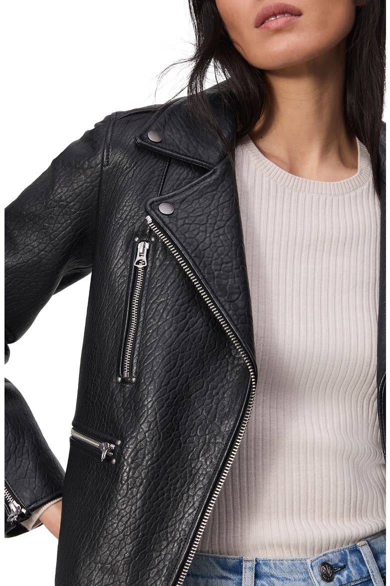 Arrow Leather Jacket, Alternate, color, BLACK