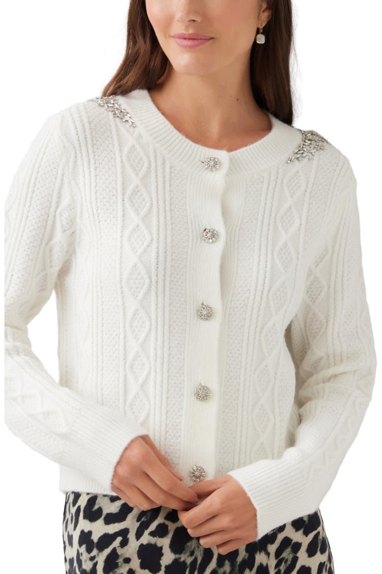 Embellished Cardigan, Alternate, color, CREAM