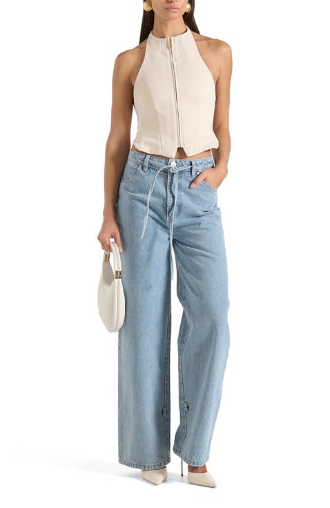 Claudette Twill Halterneck Backless Top
