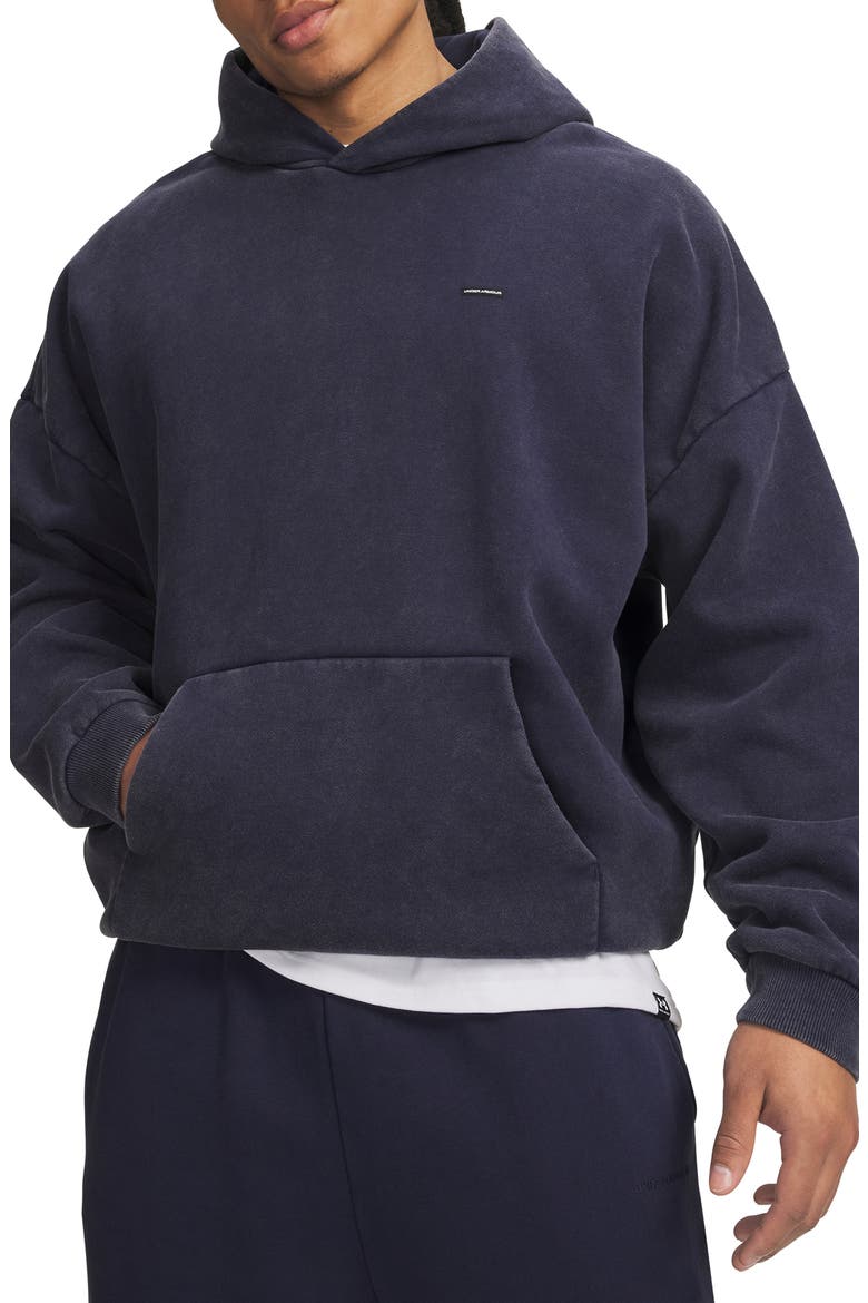 UA Icon Heavyweight Fleece Washed Hoodie, Main, color, MIDNIGHT NAVY BLUE/ WHITE