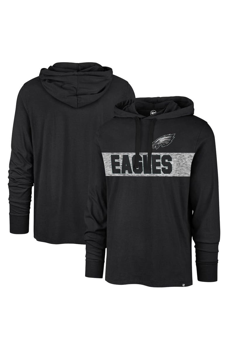 '47 Men's '47 Black Philadelphia Eagles Field Franklin Hooded Long Sleeve T-Shirt, Main, color, 