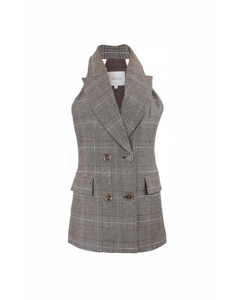 Eudora Sequined Prince Of Wales Halter Vest