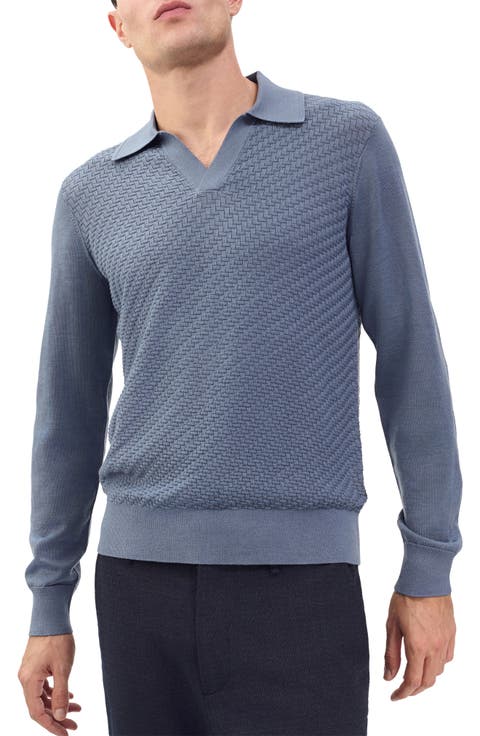 Charles Wool Johnny Collar Polo Sweater