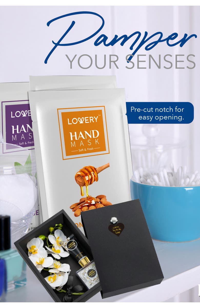 Lovery Hand Care Gift Set with Soap Petals, Bath Bombs, Hand Cream & Hand Mask Gloves, Alternate, color, NO COLOR