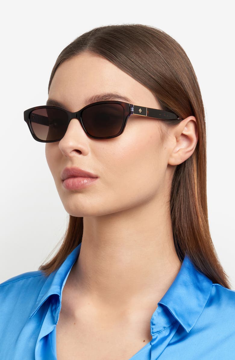 Kate Spade New York ayla 53mm gradient rectangular sunglasses, Alternate, color, Havana Blue/ Brown Sf