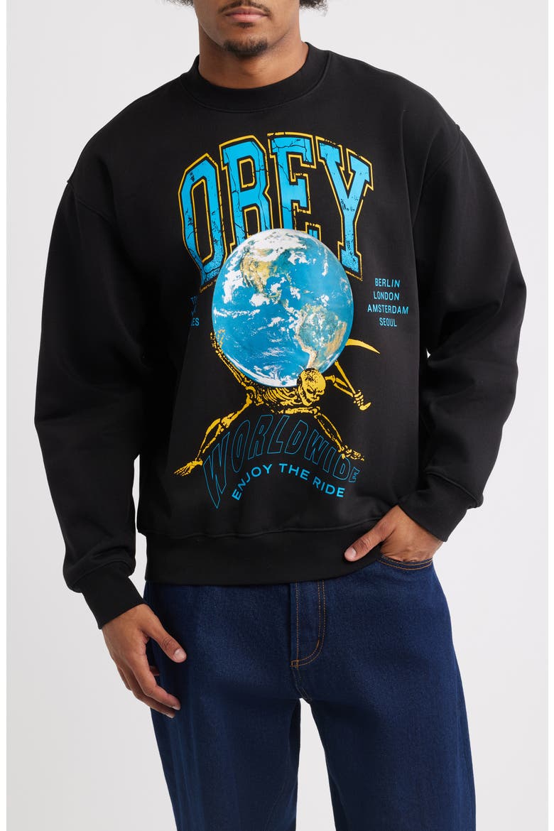 Enjoy the Ride Graphic Sweatshirt, Main, color, BLACK