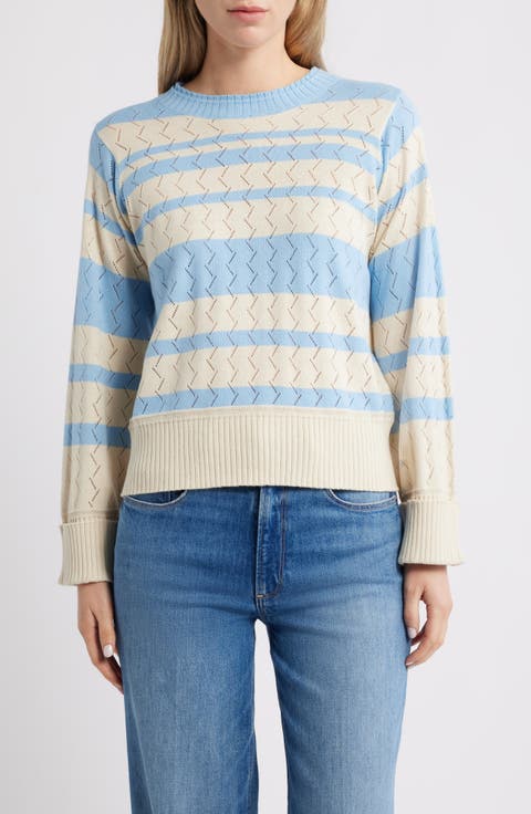 Pointelle Stripe Sweater