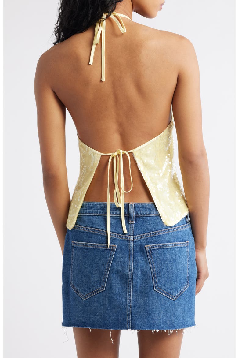 Sun Salutations Sequin Halter Top, Alternate, color, YELLOW