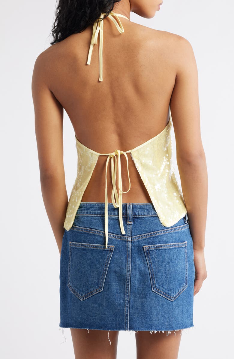 Princess Polly Sun Salutations Sequin Halter Top, Alternate, color, Yellow