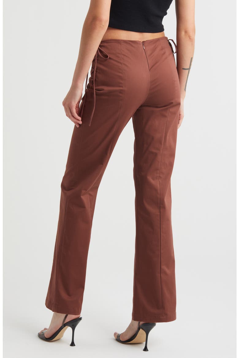 Lace-Up Stretch Cotton Twill Pants, Alternate, color, COFFEE BEAN