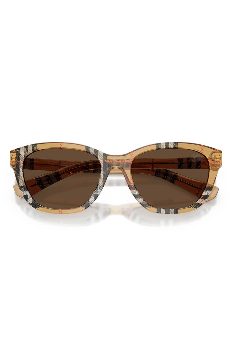 Burberry 54mm Rectangular Sunglasses, Alternate, color, Check Sand / Dark Brown
